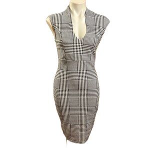 Donnee Par Dieu Black and White stretchy houndstooth Dress